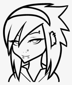 Drawing Cutting Emo - Easy Emo Girl Drawing, HD Png Download, Transparent PNG
