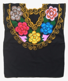 Black Mexican Blouse W Flowers- Embroidered - Linens, HD Png Download, Transparent PNG