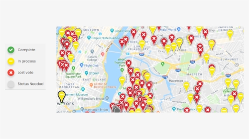 A Map Of Nyc With Pins Illustrating Projects That Have - Map, HD Png Download, Transparent PNG