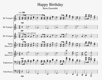 Happy Birthday Sheet Music For Trumpet, French Horn, - Happy Birthday Drum Notes, HD Png Download , Transparent Png Image - PNGitem