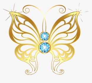 Cartoon Golden Line Butterfly Element - Portable Network Graphics, HD Png Download, Transparent PNG