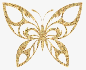 Gold Tiled Tribal Butterfly Silhouette Clip Arts - Gold And Pink Butterfly, HD Png Download, Transparent PNG