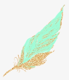 Feathers Feather Pastel Golden Gold Glitter Teal Mintgr - Transparent Teal Glitter Background, HD Png Download, Transparent PNG