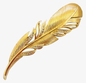 This Christian Dior Gold Plated And Rhinestone Feather - Earrings, HD Png Download, Transparent PNG