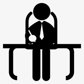 Businessman Sitting On His Office Desk - Office Transparent Icon, HD Png Download, Transparent PNG