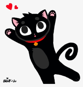 Jumping Black Cat - Domestic Short-haired Cat, HD Png Download, Transparent PNG