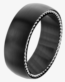 Men S Stainless Steel Matte Black Ring With Steel Cables - Spikes Stainless Steel Ring Uk, HD Png Download, Transparent PNG
