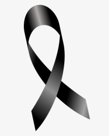 Melanoma Cancer Ribbon, Mourning Ribbon, Luto - Cancer Ribbon Png Black, Transparent Png, Transparent PNG