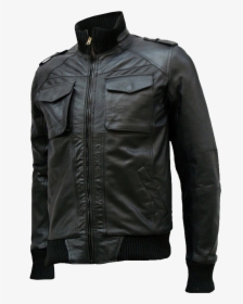 Black Jacket Png Pic - Black Leather Bomber Jackets Mens, Transparent Png, Transparent PNG