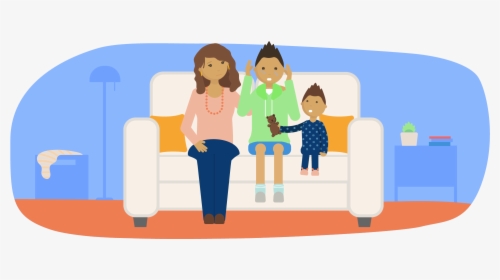 Mother And Younger Sibling Comforting A Sad Teenager - Cartoon, HD Png Download, Transparent PNG