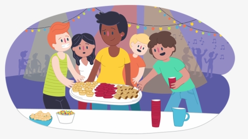 Parent Putting Food Down For Teens At A Party - Hosting A Party Cartoon, HD Png Download, Transparent PNG