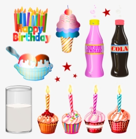 Birthday Party, Happy Birthday, Cake, Ice Cream, Soda, HD Png Download, Transparent PNG