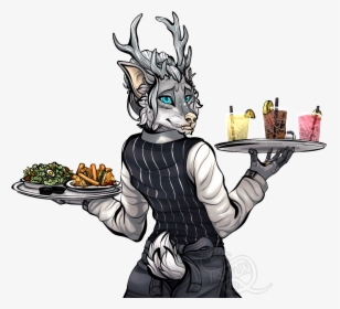 Wolf-deer Waitress - Bartender Drawing, HD Png Download, Transparent PNG
