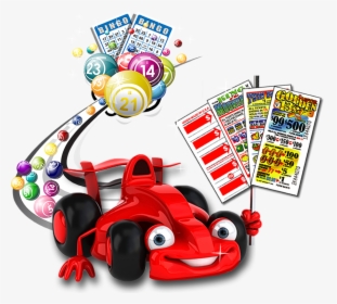 Happy Red Race Car Followed By Bingo Balls And Cards, HD Png Download, Transparent PNG