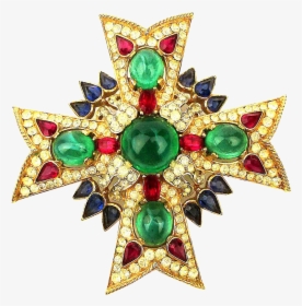 Crown Trifari ~jewels Of India~ Maltese Cross Pin Brooch - Bp Logo, HD Png Download, Transparent PNG