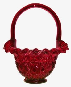 Fenton Ruby Red Diamond Fan Ruffled Basket - Floral Design, HD Png Download, Transparent PNG