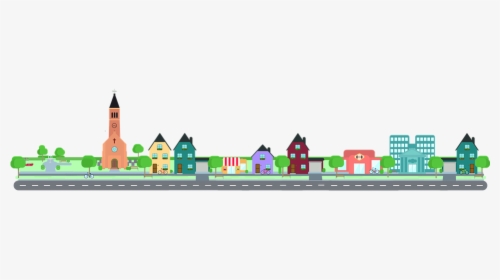 City, Road, Community, Building, Architecture, Houses - Road In Town Clipart, HD Png Download, Transparent PNG