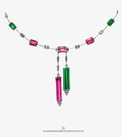 Pink, Green Tourmaline And Diamond Necklace Van Busch - Necklace, HD Png Download, Transparent PNG