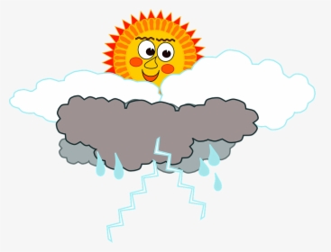 Clouds, Face, Rain, Sol Nuvem Chuva Raio Tempo, Sun - Sol Com Nuvem De Chuva, HD Png Download, Transparent PNG