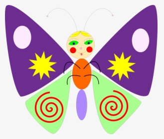 Cartoon Butterfly - Non Symmetric Cartoon Butterfly, HD Png Download, Transparent PNG