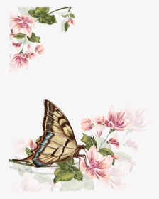 Ai Vector Watercolour Butterfly - Butterfly And Flowers Watercolor, HD Png Download, Transparent PNG
