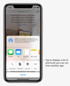 Shortcuts Button In The Safari App S Share Sheet - Como Cambiar El Id De Apple, HD Png Download, Transparent PNG