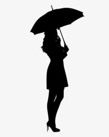 Silhouette Of A Woman With An Umbrella, HD Png Download, Transparent PNG