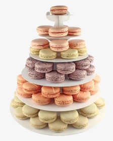 A White 6 Layer Tower Holding 48 To 72 Macarons, With - Macaron Cake Png, Transparent Png, Transparent PNG