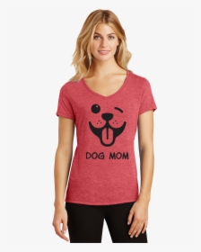 Dog Mom Winky Face Ladies V-neck - T-shirt, HD Png Download, Transparent PNG