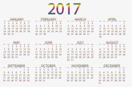 2017 Calendar Png - Free Printable Yearly Calendar 2019, Transparent Png, Transparent PNG