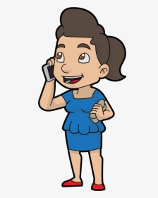 Transparent Cartoon Phone Png - Chatting On The Phone Cartoon, Png Download, Transparent PNG