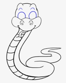 How To Draw Cartoon Snake - Easy Cartoon Snake Drawing, HD Png Download, Transparent PNG