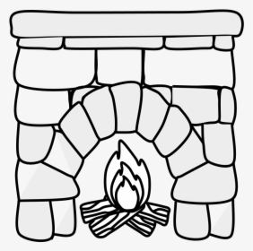 Transparent Log Fire Clipart - Fireplace Black And White, HD Png Download, Transparent PNG
