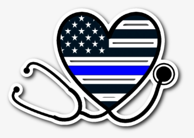 Thin Blue Line Heart Stethoscope Nurse And Police Support - She Saves Lives He Protects Them, HD Png Download, Transparent PNG