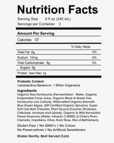 Ginger Kombucha Nutrition Facts, HD Png Download, Transparent PNG