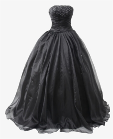 Black Dress Png Image Background - Masquerade Ball Black Ball Gown Wedding Dresses, Transparent Png, Transparent PNG