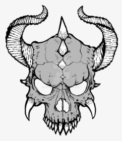 Skull With Horns Drawing At Getdrawings - Cool Skulls To Draw, HD Png Download, Transparent PNG