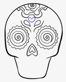 How To Draw A Sugar Skull Step By Step Tutorial Easy - Day Of The Dead Skull Drawing Easy, HD Png Download, Transparent PNG