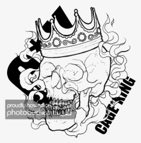 Drawing Of Skulls With Crown - Skull With A Crown Drawing, HD Png Download, Transparent PNG