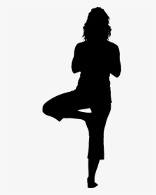 Woman Yoga Pose Silhouette - Silhouette Of Tree Pose, HD Png Download, Transparent PNG