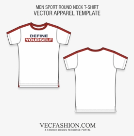 Sport Round Neck T Shirt Fashion Flat - Round Neck T Shirt Pattern, HD Png Download, Transparent PNG