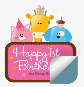 Impressão De Etiquetas Adesivas Rotulo Adesivo - Happy 1st Birthday Writing, HD Png Download, Transparent PNG