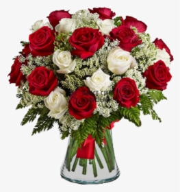 #jarrón De Rosas Rojas Y Blancas - Red Roses And White Flowers, HD Png Download, Transparent PNG