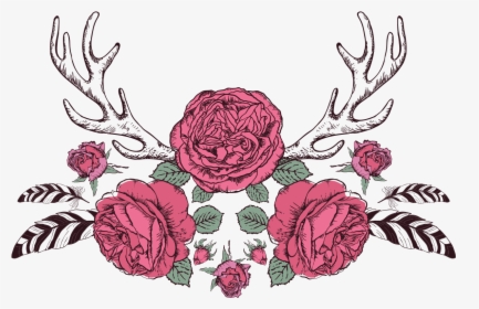 Deer Antlers With Flowers And Arrow, HD Png Download, Transparent PNG