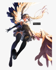 A Render Of An Angel With Falling Feathers - Anime, HD Png Download, Transparent PNG
