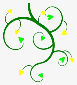 Hearts Branch, Green, Yellow, Hearts - Vines Black And White, HD Png Download, Transparent PNG
