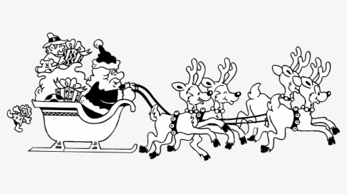 Santa Free Stock Photo - Santa Sleigh Clipart Black And White, HD Png Download, Transparent PNG