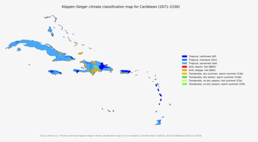 Koppen Climate Classifications Of The Caribbean, HD Png Download, Transparent PNG