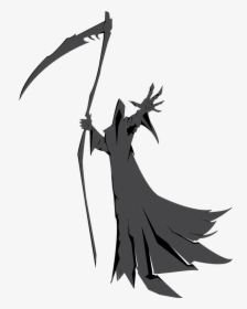 Silhouette,cold Weapon,monochrome Photography - Grim Reaper Scythe Drawing, HD Png Download, Transparent PNG