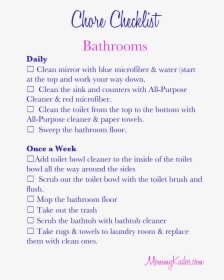 Checklist Cleaning The Bathroom For Teens, HD Png Download, Transparent PNG